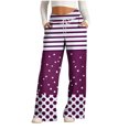 thumbnail image 1 of Pants for Women, Womens Fashionable Striped Printed Drawstring Wide Leg Pants, 1 of 4