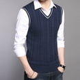 thumbnail image 1 of EGNMCR Chandail pour Homme Homme Décontracté Tricoté Coton Col en V Gilet Chandail Sans Manches Hauts Blouse, 1 of 3
