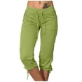 thumbnail image 1 of Timegard Womens Yoga Leggings Mid Waisted Drawstring Cinch Bottom Capri Pants Workout Trousers with Pockets, 1 of 7