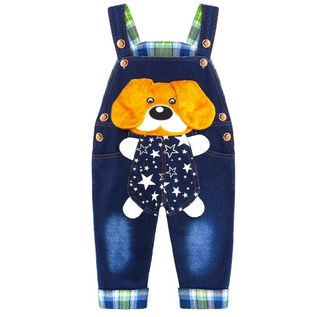 KIDSCOOL SPACE Baby Cotton 3D Cartoon Soft Knitted Jeans Overalls 18M