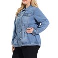 thumbnail image 4 of Agnes Orinda Veste en Denim Grande Taille pour Femmes à Manches Longues, Boutonnée, Lavée, Veste Camionneur en Jean à l'Avant 3X Bleu Pâle, 4 of 8