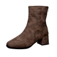thumbnail image 2 of LSLJS Bottes à Cheville Hautes pour Femmes à Talon Épais et Bout Rond, Bottes Mi-Mollet pour Femmes, Cadeau pour Femmes, 2 of 5