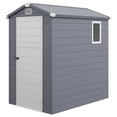 thumbnail image 1 of Outsunny 4.5' x 6' Plastic Garden Storage Shed with Air Vents, Light Grey, 1 of 10