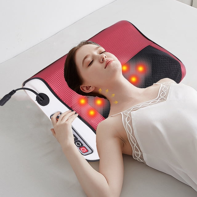 Dvkptbk Neck Massage Cervical Massage Tool Neck Massage Pillow Hot Compress Shoulder Waist Lumbar Kneading Multi Function Massage Tool Car Home Home Appliances