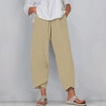 thumbnail image 2 of Timegard Plus Size Pants for Women Elastic Waist Solid Color Comfy Fall Casual Crop Pants with Pockets, 2 of 5