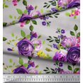 thumbnail image 3 of Soimoi Moss Tissu Georgette Feuilles et Imprimés de Fleurs de Rose au Mètre 42 Pouces de Large, 3 of 3