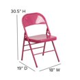 thumbnail image 2 of 4 Pk. HERCULES COLORBURST Series Shockingly Fuchsia Triple Braced & Double Hinged Metal Folding Chair, 2 of 8