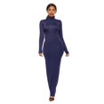 thumbnail image 4 of TopLLC Longues Robe à Manches à Col Rond pour Femme Décontractée Couleur Col Montant Manches Longues Extensible Ajustée Longue Robe Haut pour Femme, 4 of 6