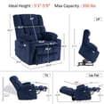 thumbnail image 4 of MCombo 22.4" Seat Width Recliner, Lay Flat, Infinite Position, Dual Motor, Vibration and Heat, Navy Blue, 4 of 9