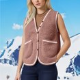 thumbnail image 3 of Diufon Womens Fleece Vest Fall Winter Sleeveless Button Down Jackets Casual Plus Size Loose Coat with Pockets, 3 of 5