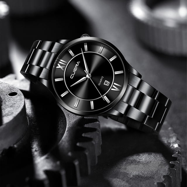Men's Business Chronograph Watch with Stainless Steel Band and Date Display for