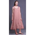 thumbnail image 2 of Bimba Robe de Nuit Mi-Mollet Colorée à Pois Saumon Rose Pâle pour Femmes en Coton Imprimé Sans Manches Maxi Robe XX-Grand, 2 of 6