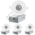 thumbnail image 1 of LED 3-Inch White Gimbal Recessed Slim LED Pot Lights with Junction Box, Dimmable 7W 560LM, 3000K LED Ceiling Downlight, 4-PACK, 1 of 1
