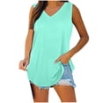 thumbnail image 1 of AherBiu Womens Tank Tops V Neck Basic Solid Color Tops Flowy Loose Fitted Summer Sleeveless Camis Shirts, 1 of 7
