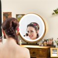 thumbnail image 3 of Giantex Makeup Vanity Set w/Lighted Mirror, Modern Dressing Table w/Storage Cabinet, Adjustable Brightness & Touch Screen for Bedroom, Brown, 3 of 10