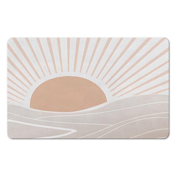 Tapis de Bain Bohème Chic Coloré avec Motif Rétro de Soleil - Tapis Demi-Cercle Antidérapant, Fibre Douce Absorbante, Motif Arc-en-Ciel Semi-Rond Illumine Toute Salle de Bain, Accessoire de Douche Parfait, 20x32 Pouces