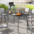 thumbnail image 2 of Outsunny Table à Manger Rectangulaire pour Patio pour 6 Personnes, Table d'Extérieur, Gris, 2 of 10