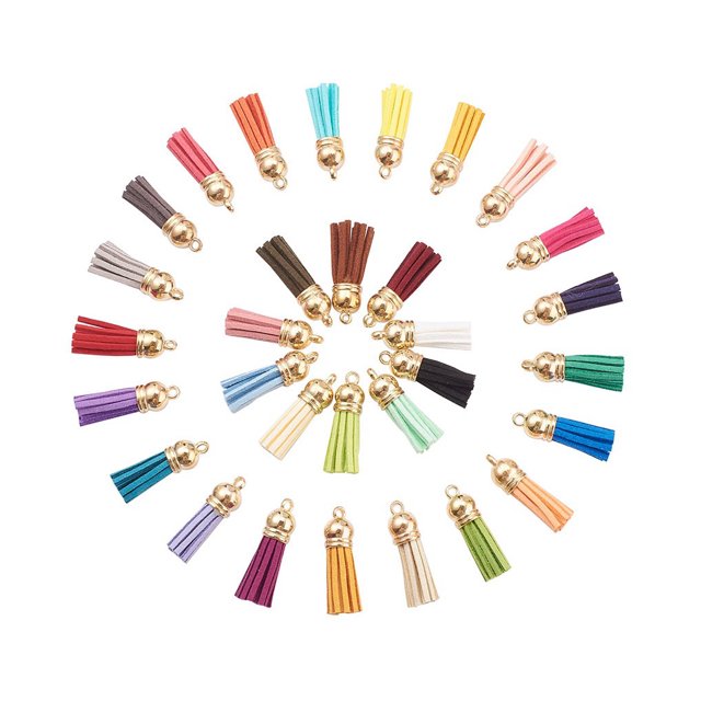 Thinsony 100pieces Keychain Tassel Versatile And Stylish Fringe Accessories Gifts AssortedColor-Gold 1Set