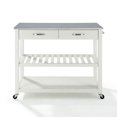 thumbnail image 1 of Crosley Chariot de Bar de Cuisine à Roulettes pour la Maison avec Dessus en Acier Inoxydable et Tiroirs, Blanc, 1 of 5