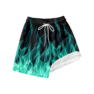 Boys Fashion Solid Swim Trunks With Compression Liner Stretch Swim Shorts Green 10T/10 Y—12 Y
