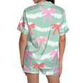 thumbnail image 4 of Pyjama pour Femmes en Satin Imprimé Graphique, Mignon, Tenue de Nuit, Boutons, Hauts à Manches Courtes, Ensembles de Shorts, 4 of 5