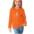 thumbnail image 1 of T-shirts à Manches Longues pour Filles, Col Rond, en Coton, Imprimé Libellule, T-Shirts Décontractés d'Automne et de Printemps, T-Shirts Graphiques Basiques pour Enfants (11 Ans, Orange), 1 of 5