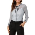 thumbnail image 1 of INSPIRE CHIC Women's Ruffled Collar Long Sleeve See Through Lace Button Down Shirt, 1 of 6
