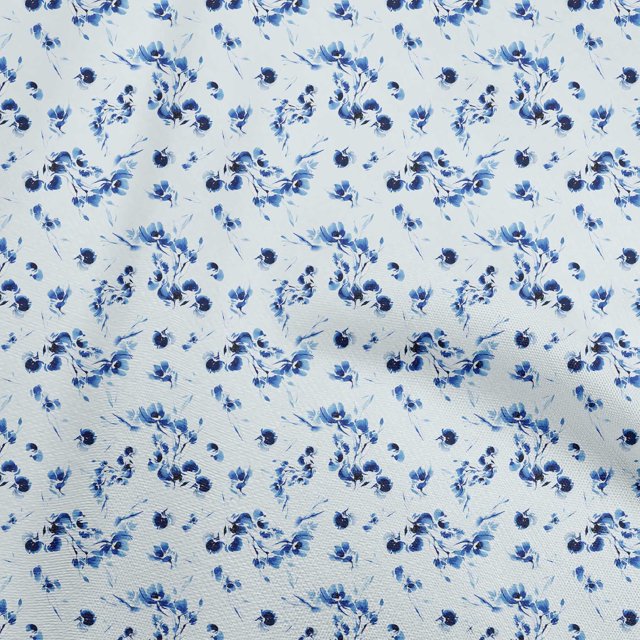 oneOone Silk Tabby Light Blue2 Fabric Abstract Floral Dress Material Fabric Print Fabric By The Yard 42 Inch Wide