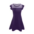 thumbnail image 3 of MIASHUI Girls Summer Casual Party Dress with Ruffle Sleeves and Mesh A-Line Design Featuring Convenient Pockets for Kids Dark Purple,7-8 Years, 3 of 4