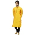 thumbnail image 3 of Atasi Kurta Pyjama Long Dupion Jaune pour Homme de Designer Ethnique Indien - TG, 3 of 7