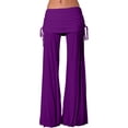 thumbnail image 2 of Womens Lounge Pants Ladies'solid Color Wide Leg Athletic Pants with Belt Mid Rise Dance Trousers Women Linen Pants Purple XXL, 2 of 4