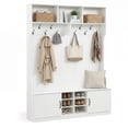 thumbnail image 1 of Costway 6-in-1 Hall Tree wirh Bench Storage Adjustable Shelves Hanging Hooks Shoe Cubbies White, 1 of 10