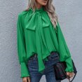 thumbnail image 4 of Timegard T Shirts for Women Ruffle Long Sleeve Crew Neck Tops Soft Solid Color Casual Loose Dressy Blouses, 4 of 5