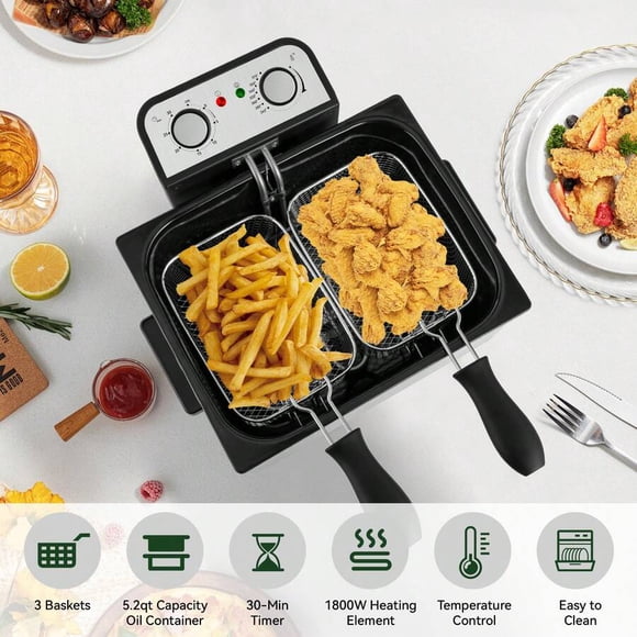 Friteuse Électrique avec Panier de Friture 1,5-6 L Options Multi-Capacité Acier Inoxydable 304