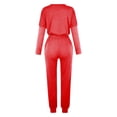 thumbnail image 5 of Mrat Cute Two Piece Outfits for Women 2 Piece Jogging Sets Solid Polyester Long Sleeve Sweatsuits Sets Two Piece Track Suits Drawstring High Waist Pants Set Comfy Outfits N-Red M, 5 of 5
