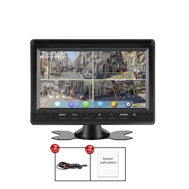 7" AHD 4CH Truck Monitor BSD Recording DVR 1080P Car Rear View Camera Vehicle IPS Touch Screen Right Outside Speaker ,Clear Images