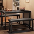 thumbnail image 2 of GloryStar Dining Table Set for 4, Kitchen Table with 2 Upholstered Benches, Wood Kitchen Dining Room Set, for Small Space, Apartment, Home, Dinner, 2 of 8
