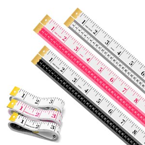 PinesC Measuring Tape 150cm - Dual Scale Body Measuring Tape Ruler for Weight Loss, Tailoring, Flexible Tape Measure with Inches, Centimeters, 3-Pack Multicolor Set, All-Purpose Fabr