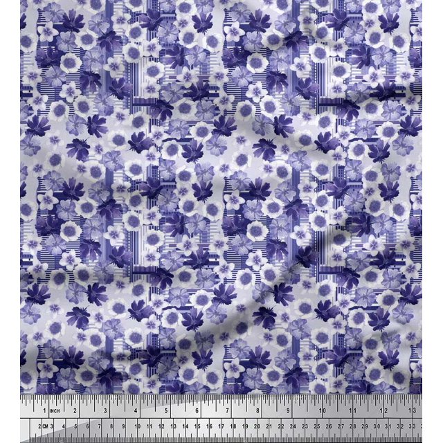 Soimoi Poly Georgette Fabric Floral Flower Fabric Prints by Yard 42 Inch Wide