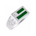 thumbnail image 2 of RYLOS Men's Rings 14K White Gold USA Flag Designer Ring With Diamonds and Green Quartz Rings For Men Size 12, 2 of 5
