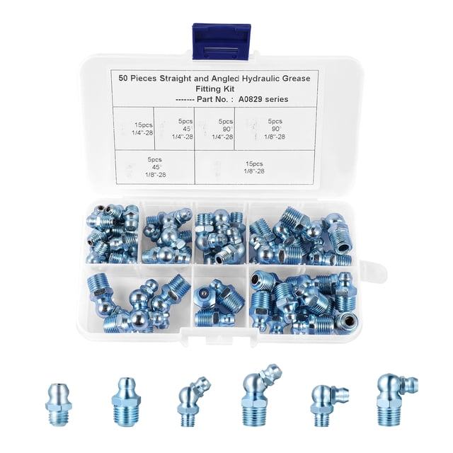 UKCOCO 50 Pcs A0829 Kit d'Assortiment de Raccords à Graisse Ensemble d'Assortiments de Zérômes à Graisse (Argent)