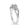 thumbnail image 3 of 1/2ct Princess Cut Diamond 3 Stone Halo Ring 10K White Gold, 3 of 4
