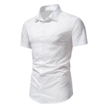 EGNMCR Chemise à Manches Courtes pour Homme, Coupe Ajustée, Imprimée, à Boutons et Col à Revers