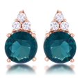thumbnail image 1 of Precious Stars Rose Goldtone Blue-Green Cubic Zirconia Round Cluster Earrings, 1 of 2