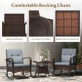 thumbnail image 4 of Gymax 3PCS Outdoor Rocking Set Rattan Rocker Chairs w/ Tempered Glass Coffee Table Wicker Rocker Set Grey, 4 of 10