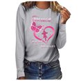 thumbnail image 2 of Fridja Haut Femme Cancer du Sein Décontracté Manches Longues Col Rond Chandail en Molleton Pull Blouse, 2 of 4