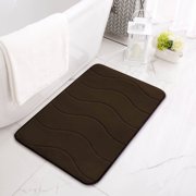 Wuztai Thick Striped Memory Foam Bath Rugs, Ultra Soft Absorbent Velvet Bathroom Mats, Non Slip Quick Dry Machine Washable Bath Mats for Shower Floor Tub Bathroom