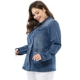thumbnail image 4 of GRACE & GRANDEUR Women's Plus Size Stand Collar Zipper Denim Jacket, 4 of 6
