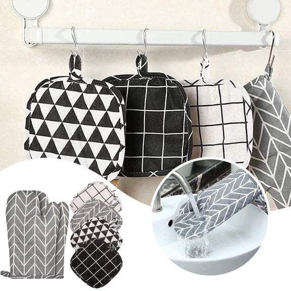 Set Of 6 Oven Mitts And Pot Holders Kitchen Microwave Mitts Heat Oven Mittens And Oven Hot Mitts For Cooking