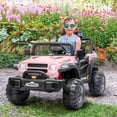 thumbnail image 2 of VOLTZ TOYS Jeep 12V Kids Ride On Car Toy with Open Doors, Working Searchlights, Parental Remote Control & LED Headlights - Pink, 2 of 7